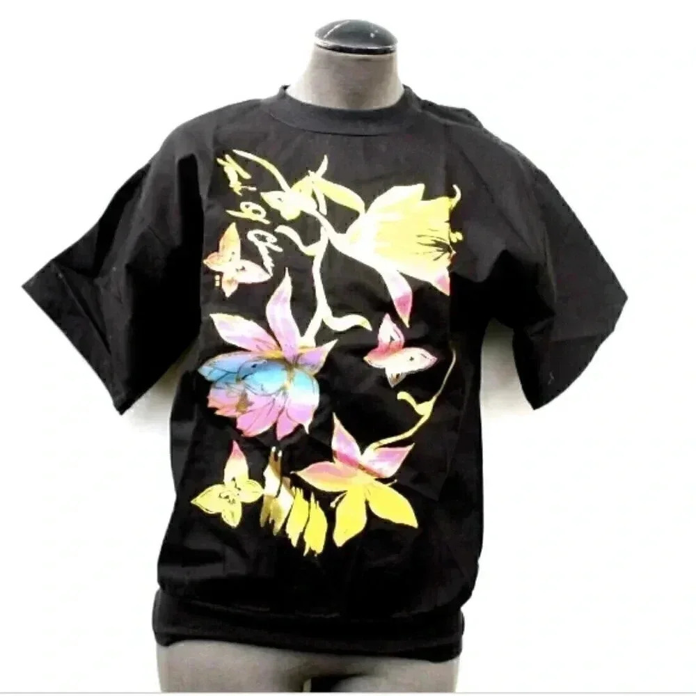 Vtg 1980s 1990s Retro Touch Of Class Flower Cotton Casual Shirt Blouse